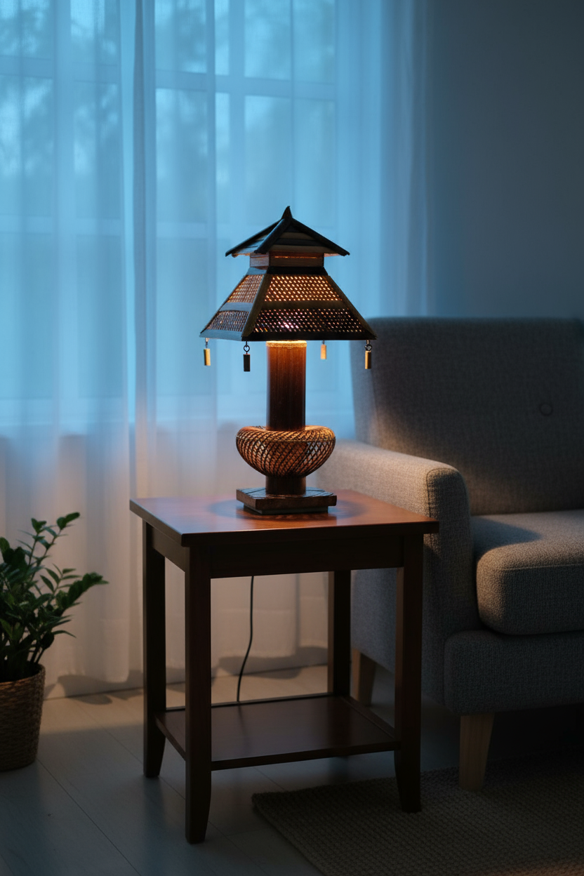 Bamboo Serenity Lantern (Table Lamp) - Image 2