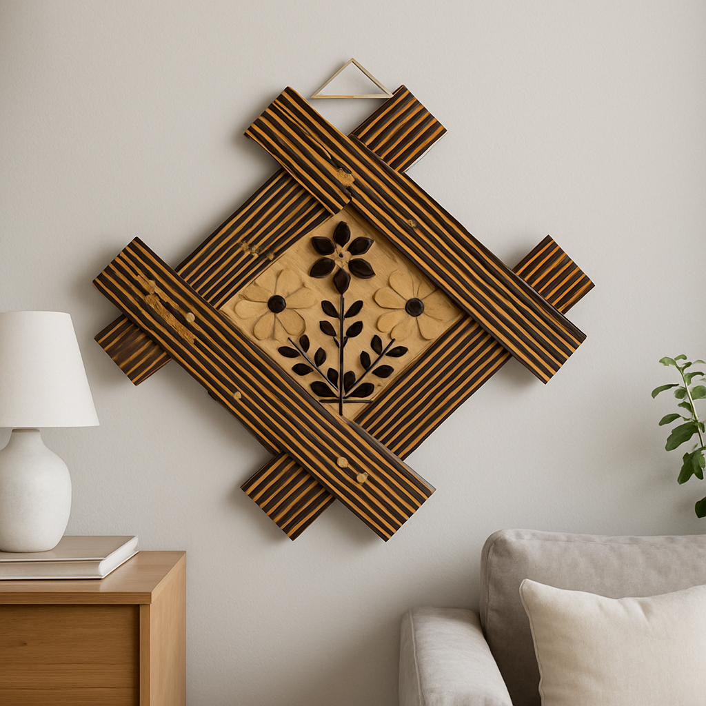 Diamond Pattern Bamboo Flower Art - Image 2